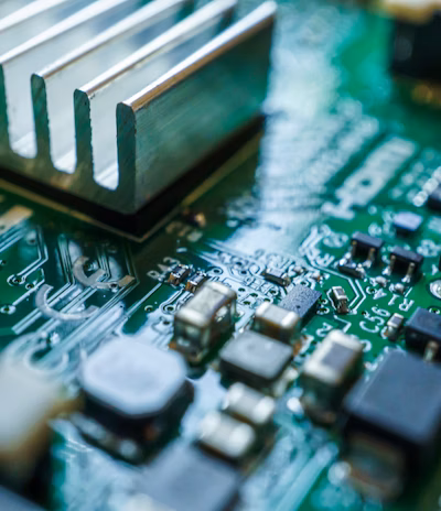 Close-up of an electronic circuit board and components